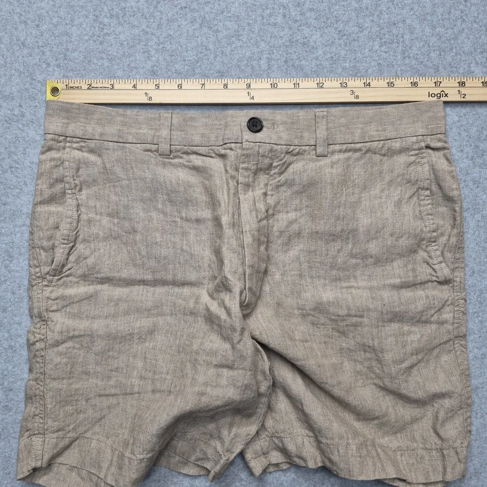 Banana Republic Shorts Mens Size 33 Tan Linen Blend Chino Oatmeal Casual Flat